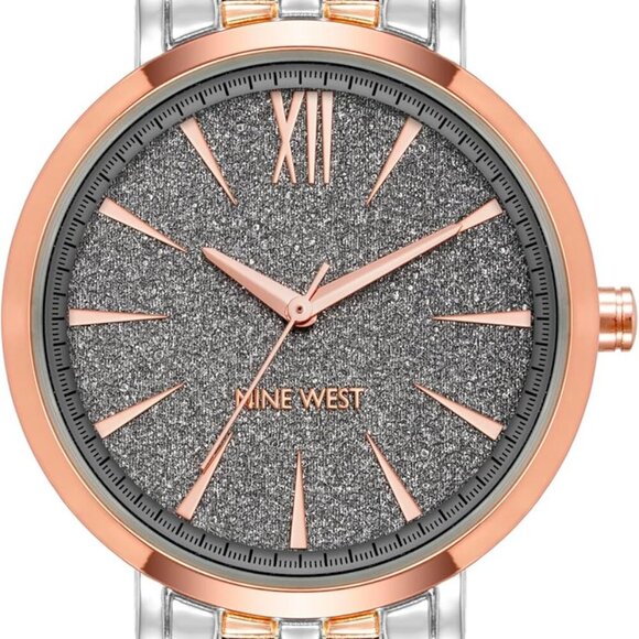 Fashionable Women's Watch: Grey Glitter Dial & Rose Gold Accents for Chic Style - Picture 1 of 4